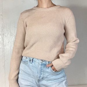Cream Knit Classic Crewneck Sweater